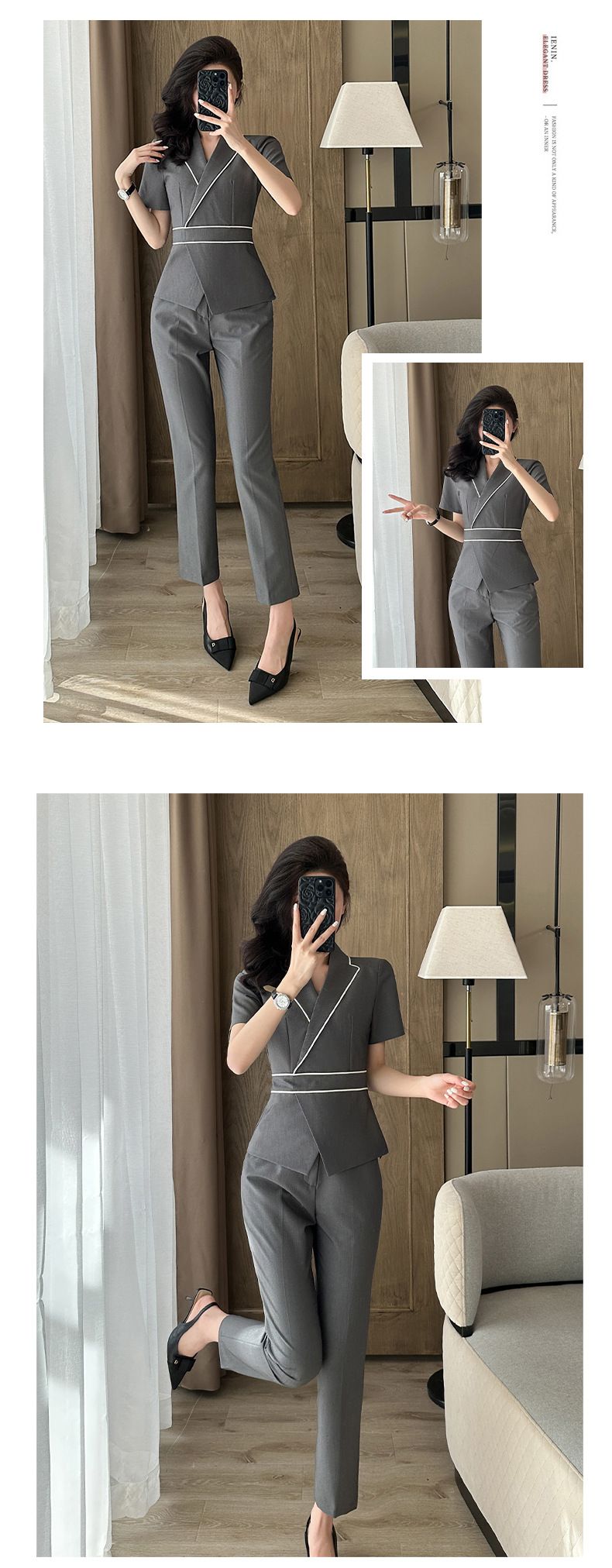 Completo professionale a maniche corte, centro benessere estivo per donne, tecnico di terapia del piede, abbigliamento da lavoro_voghion.com