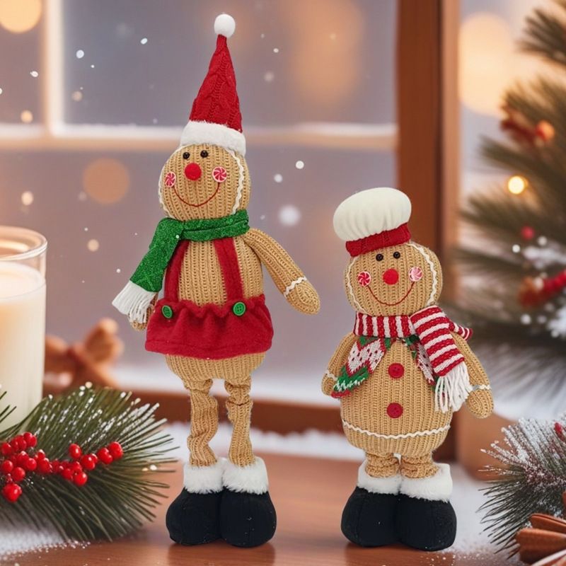 Grenzüberschreitender Lebkuchenmann, lächelnd, einziehbarer Stimmungsanhänger, kugelförmige Weihnachtspuppe, gestrickt_voghion.com