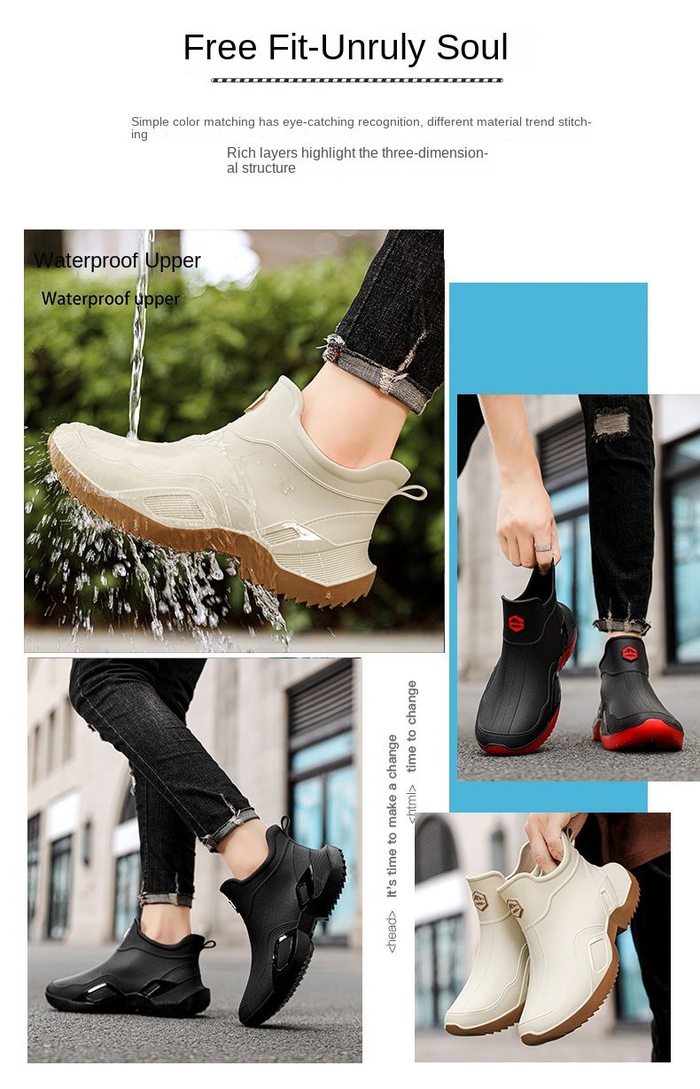 Sapatos de chuva casuais da moda estilo casal tamanhos 36-44_voghion.com