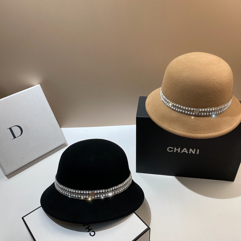 Höst och vinter Fransk kändisstil Keramik Vatten Diamant Ullskål Hatt Enkel och elegant Elegant Ljus Lyx Topp_voghion.com