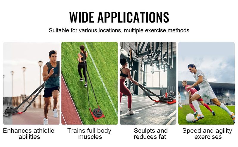 VEVOR Weight Training Pull Sled, Fitness Strength Speed Training Sled, Steel Power Sled Workout Equipment For Athletic Exercise And Speed Improvement, Suitable For 2" Weight Plate, Red_voghion.com