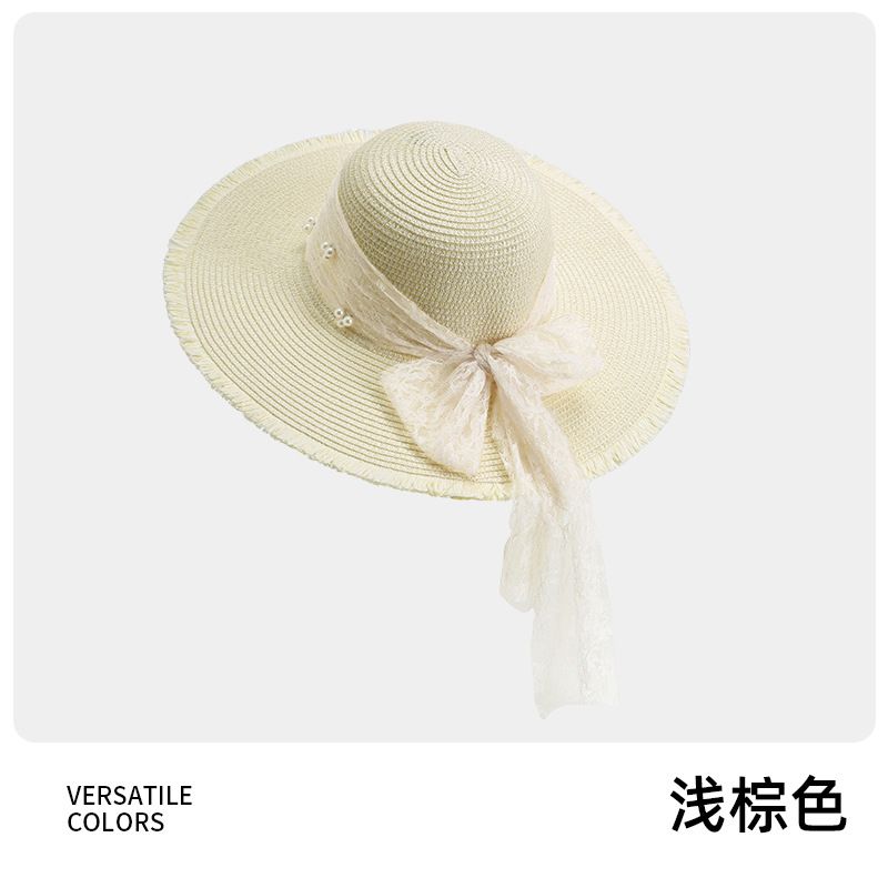 Beach Vacation Wide Brim Sun For Women 2025 Spring Summer New Style Sunshade French Woven Straw Hat Trendy_voghion.com