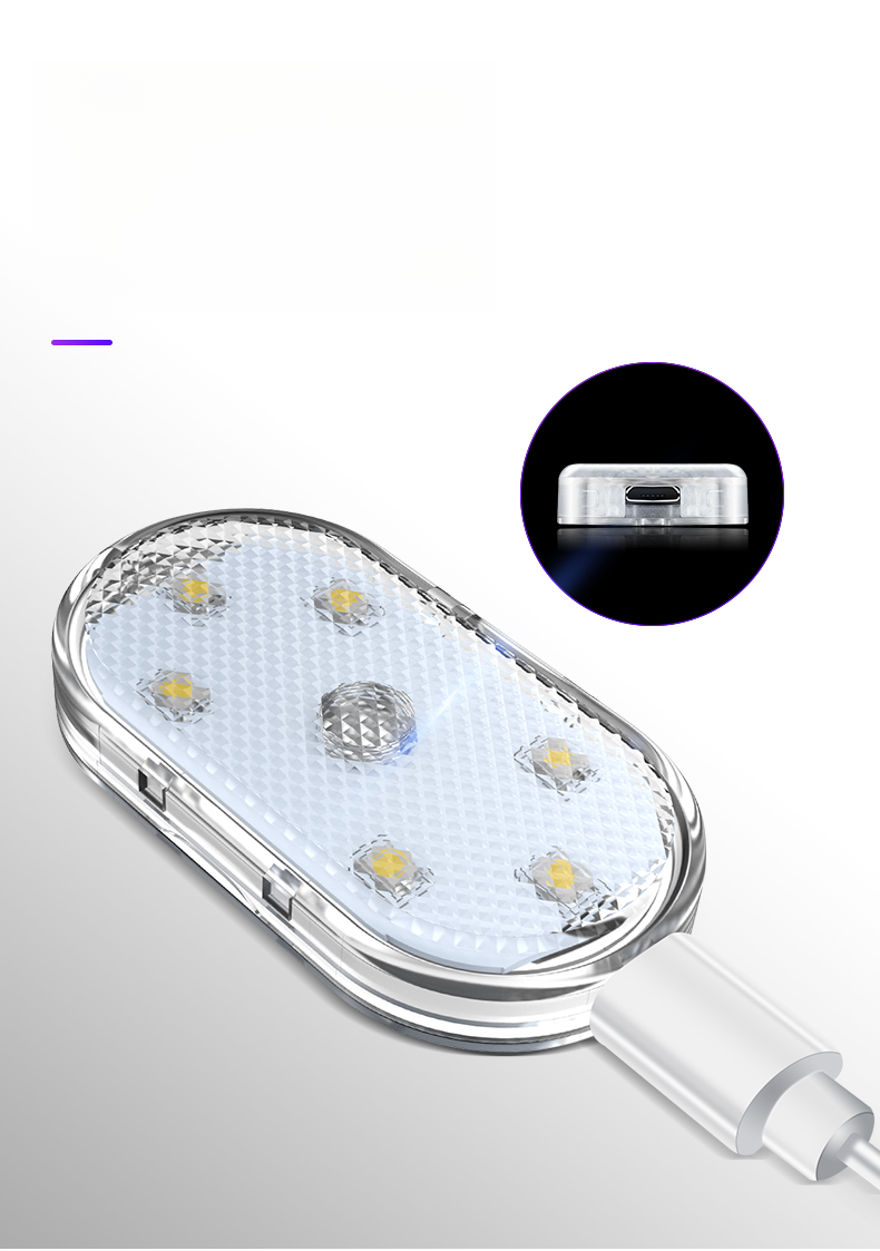Små LED-lys i bilens kabine, trådløs induktion, ledningsfri bil, omgivende berøringsbelysning, brug i køretøj_voghion.com