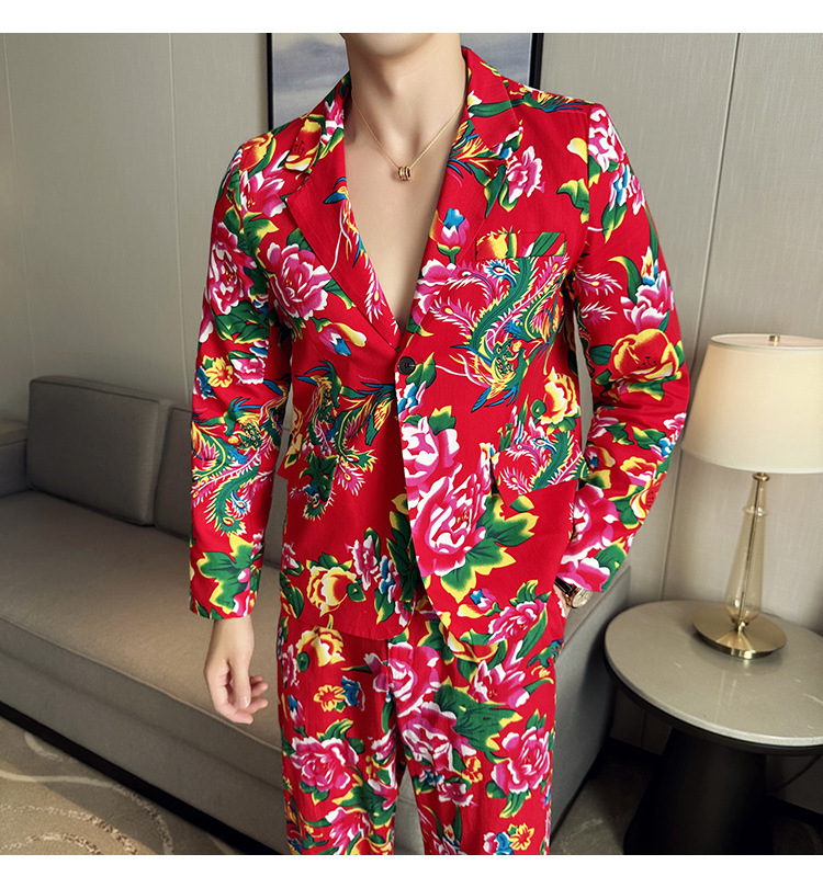 2024 Spring Autumn New Men's Fashion and Leisure Northeast Big Flower Suit Top Coat_voghion.com
