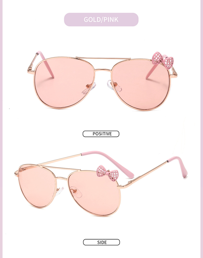 Occhiali da sole per bambini con fiocco rotondo montatura in metallo Occhiali da sole per bambini Moda Ragazze Simpatici occhiali rosa Occhiali da ciclismo per esterni_voghion.com