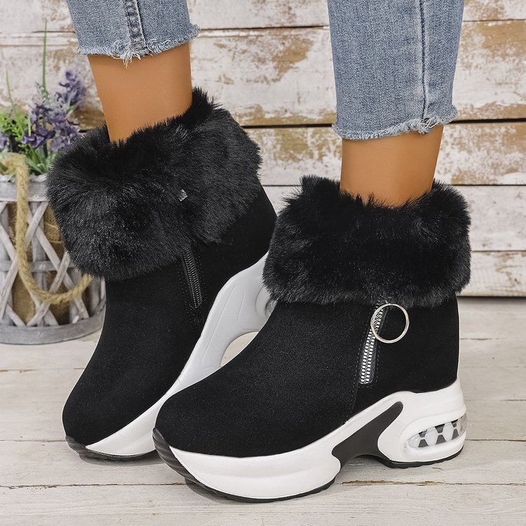 Women Ankle Boots Autumn Winter Short Boots Snow Winter New Comfortable Sports Casual Cotton Platform Wedge Thick Sole Fleece Lined Short Boots For W_voghion.com