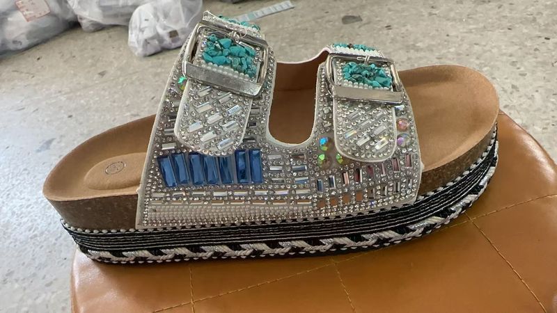 Modesch Déck Ënner Duebelknäppchen Waasser Diamant Kork Fraen, Boken Schong, Casual Pantoffelen Fir Fraen_voghion.com