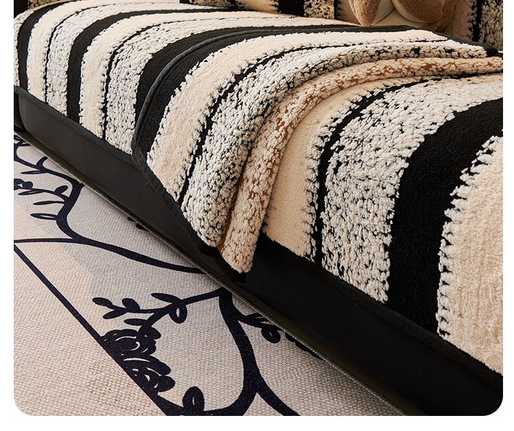 Minimalist Striped Sofa Pad – Customizable Non-Slip Cushion Cover For Sectional Couches (Multiple Sizes & Colors, Breathable Fabric)_voghion.com