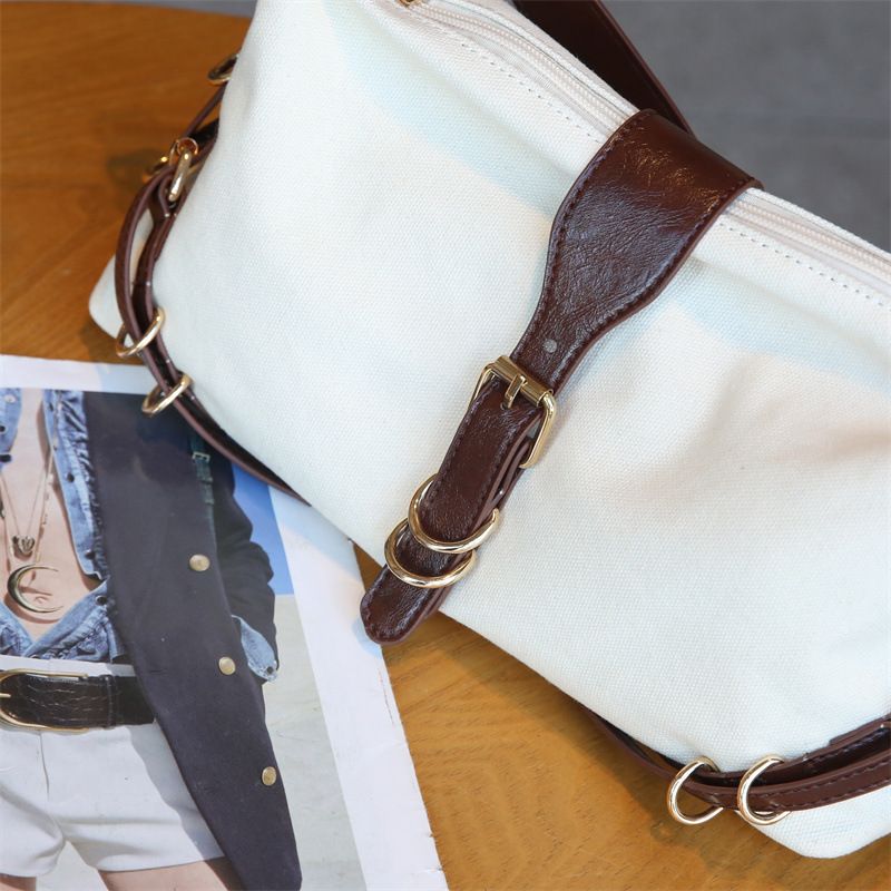 Canvas Dumpling Fashion Shoulder Splicing Small Design Women's Bun Versatile Commuting Ins New Style_voghion.com