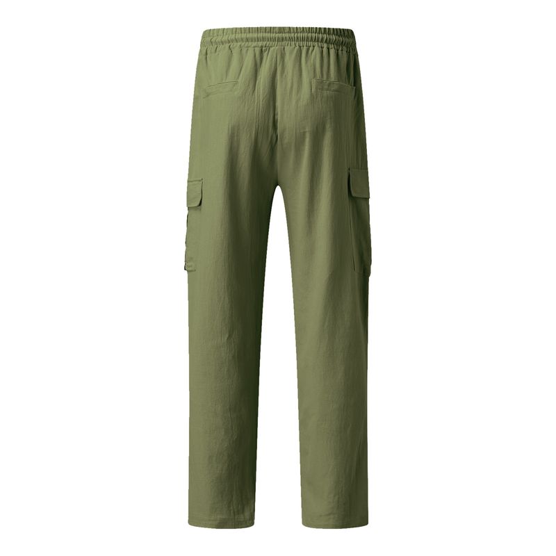 Neue Herren Frühling und Herbst europäische und amerikanische Werkzeug Baumwolle Leinen Hose Herren Multi-Bag Casual Hose_voghion.com