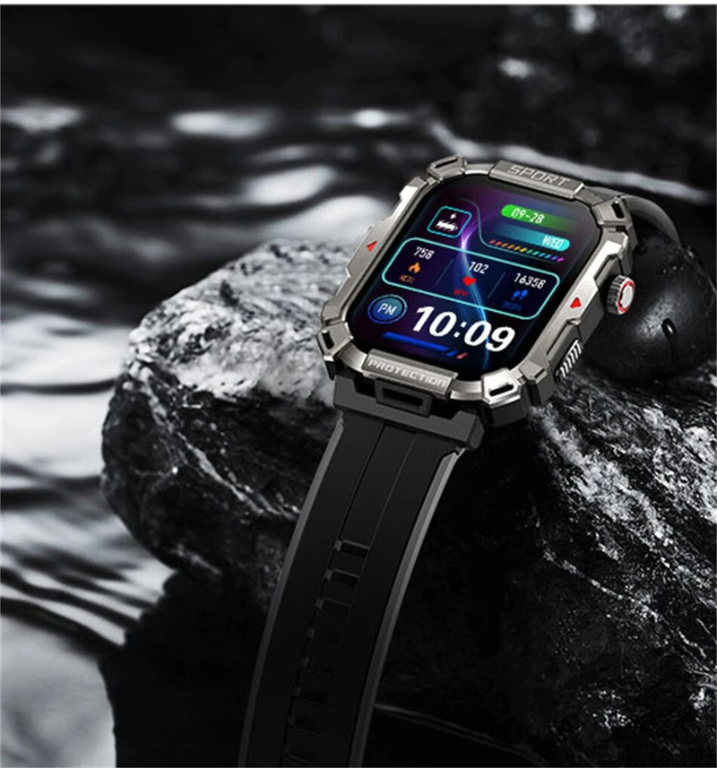 Montre connectée pour hommes, étanche, avec appels Bluetooth, sport de plein air, Fitness, HD, fréquence cardiaque, oxygène dans le sang, 2024, 2.01_voghion.com