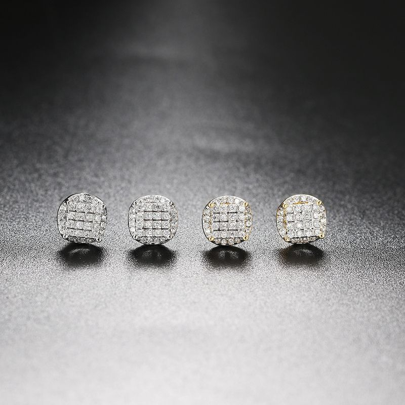 Hip Hop Zircone per Uomo Donna Full Dia Placcato Oro Filo e Orecchini_voghion.com