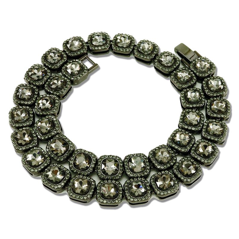 Collana cubana con ciondolo a forma di cubo di diamante nero in stile hip-hop, stile trendy, per uomo e donna, stile street, con clavicola._voghion.com