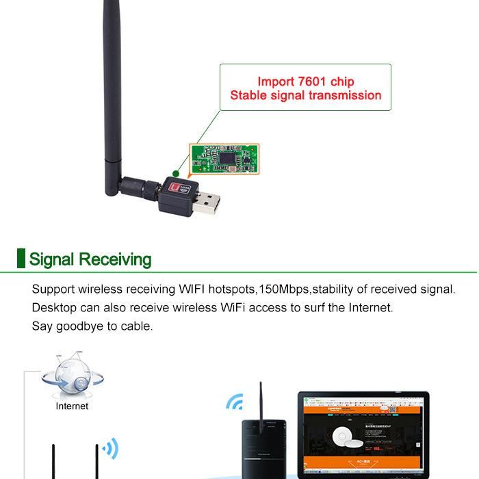 USB network interface card WiFi wireless network interface card WiFi computer external USBWIFI receiver 5Db wireless network interface card WiFi_voghion.com