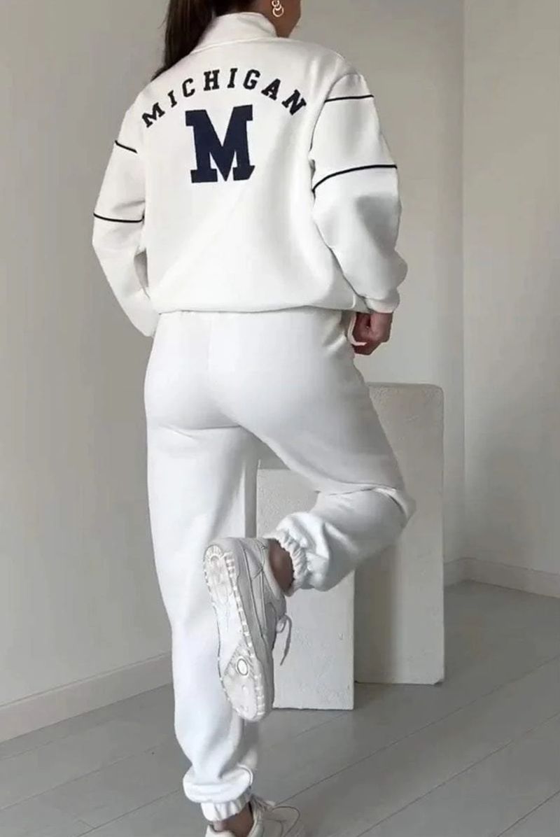 Completo con felpa con cappuccio e pantaloni da jogging alla moda con stampa di lettere - Completo casual in poliestere traspirante per uomo e donna (diversi colori e taglie)_voghion.com