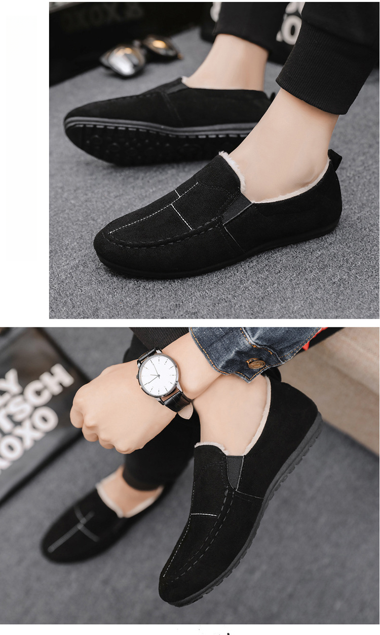 Moderigtige sko til mænd Vinter nye fleeceforede varme tyksålede hælfri lukkede tå plys-halvtøfler bomuldspolstrede sko_voghion.com