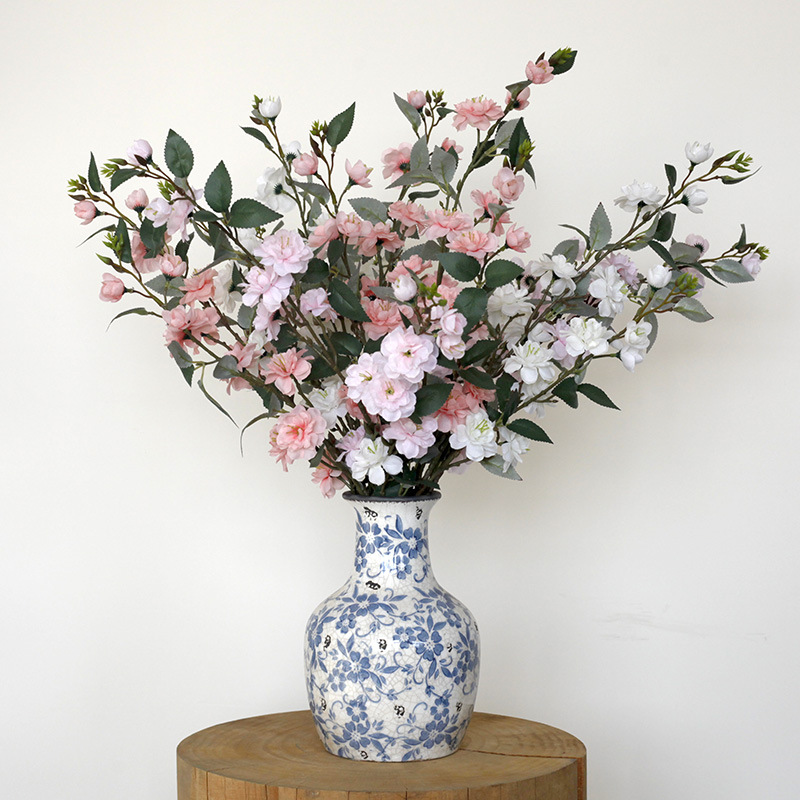 Nuovo fiore artificiale in stile cinese fiore di seta romantico rosa fiore di ciliegio pavimento floreale decorazione della casa di nozze ornamenti lunga camelia_voghion.com