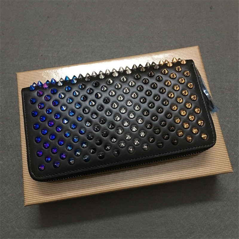 2022 neue Marke Design Punk Lange Zipper Niet Brieftasche Top Qualität Männer Frauen PU Leder Geldbörse_voghion.com