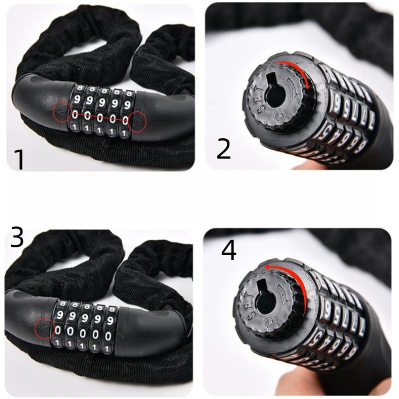 Serrure à chaîne portable antivol pour moto, voiture électrique, vélo de montagne_voghion.com