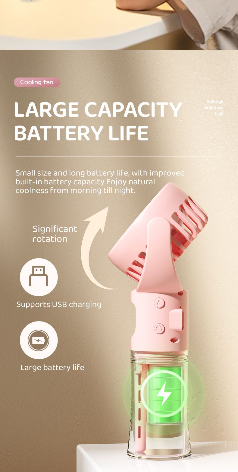Mini Handheld USB Rechargeable Portable Misting Fan With 4 Adjustable Speed Spray Water Mist For Outdoor Camping And Traveling_voghion.com