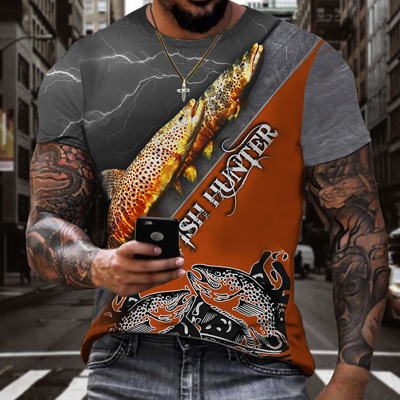 Tricou bărbați Tricou urban 3d Ocazional Gri amuzant Tricou vintage Tricou imprimat cu mânecă scurtă Punk Rock_voghion.com