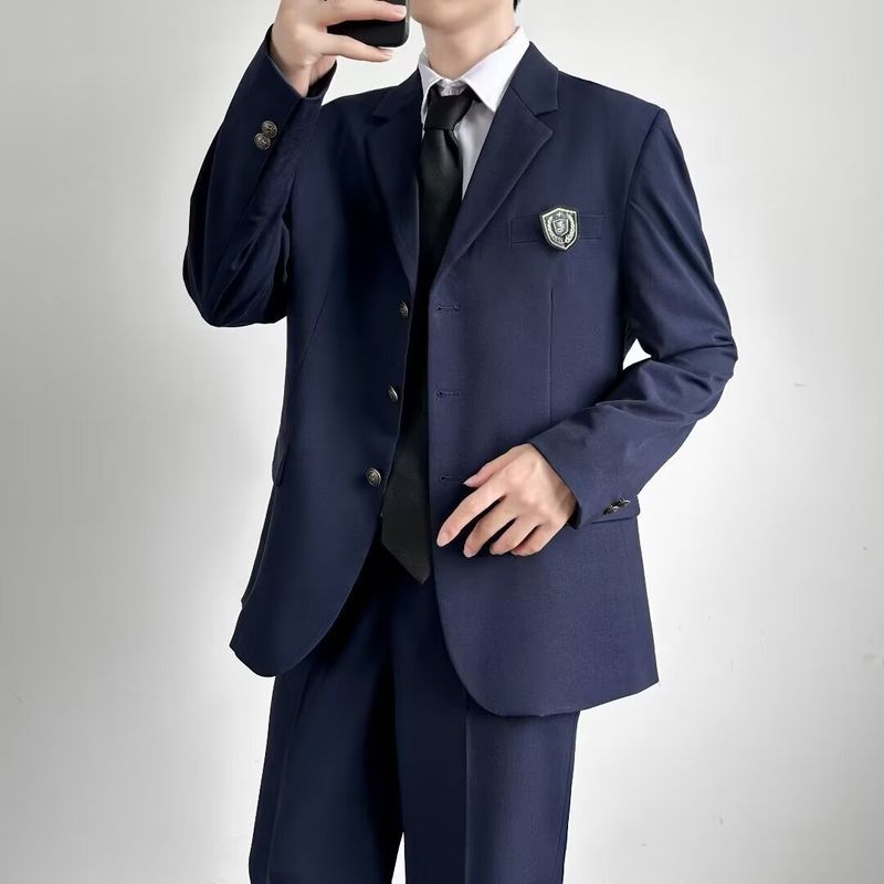 Trendy new suit men's top loose jacket men's spring and autumn versatile casual suit uniform_voghion.com