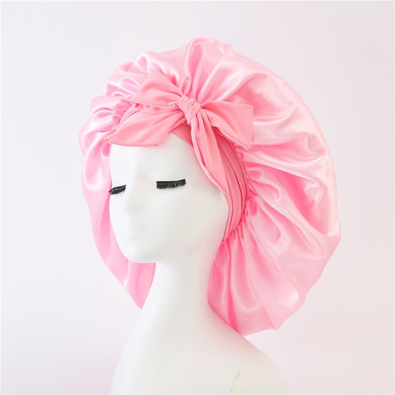 Cappello da sera con fiocco elastico, cappello da parrucchiere a tesa larga, cappello rotondo con fiocco in nastro elastico_voghion.com
