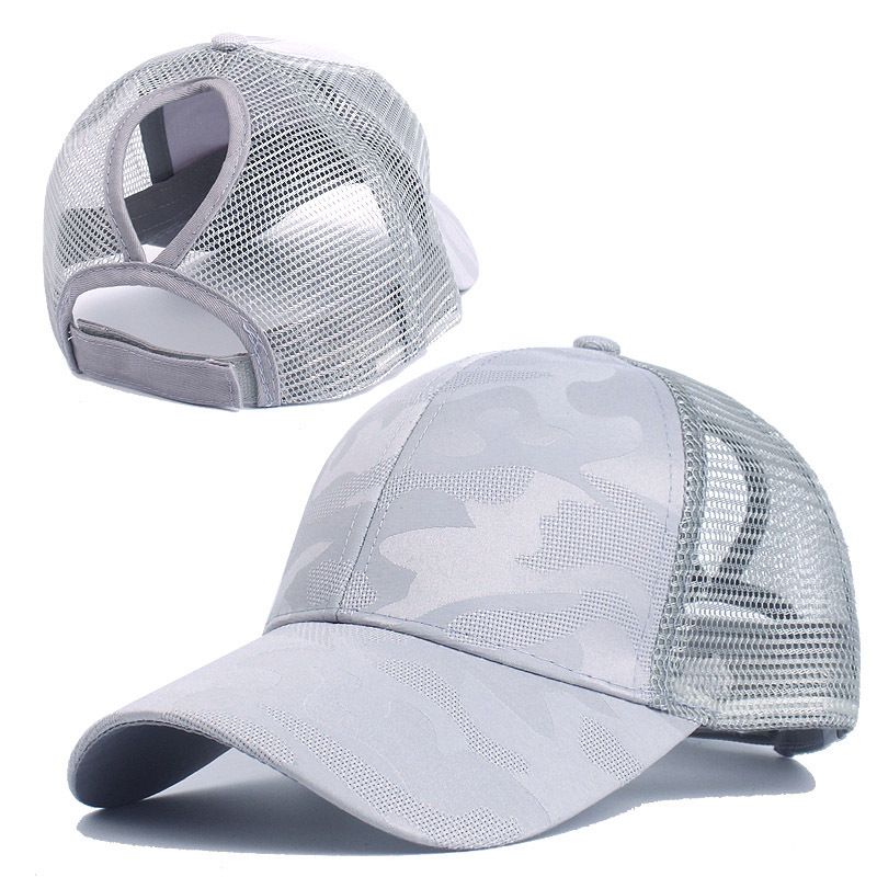 Women's Baseball Breathable Printed Ponytail Mesh Casual Versatile Sun Hat Summer Sunshade Duckbill Cap_voghion.com