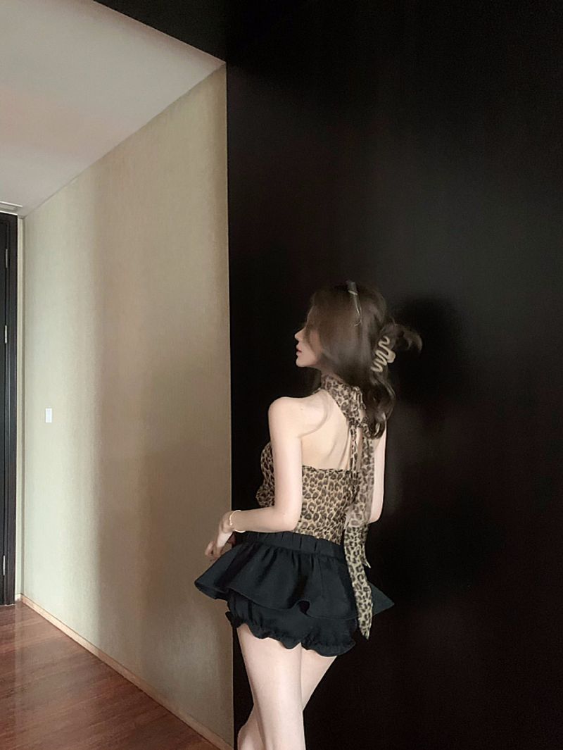 Débardeur d'été à imprimé léopard pour femme, dos nu, moulant, court, sexy, à l'intérieur et à l'extérieur, Spice Girl_voghion.com