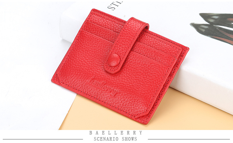 Bolsa de coleta Baellerry com fivela, porta-cartão de carteira de motorista, padrão lichia, compartimento para vários cartões, capa de coleta de couro de primeira camada_voghion.com