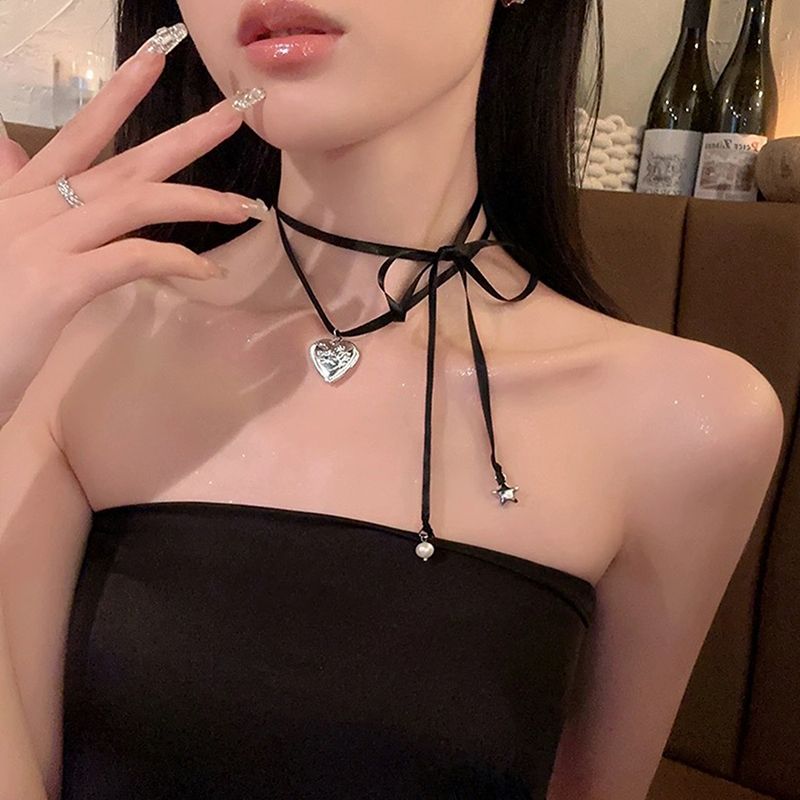 Ready Stock Damen Niedliches Halsband Lolitas Handgefertigt Vintage Spitze Herz Choker Für Frauen Gothic Schleife Knoten Halskette Mädchen Uniform_voghion.com