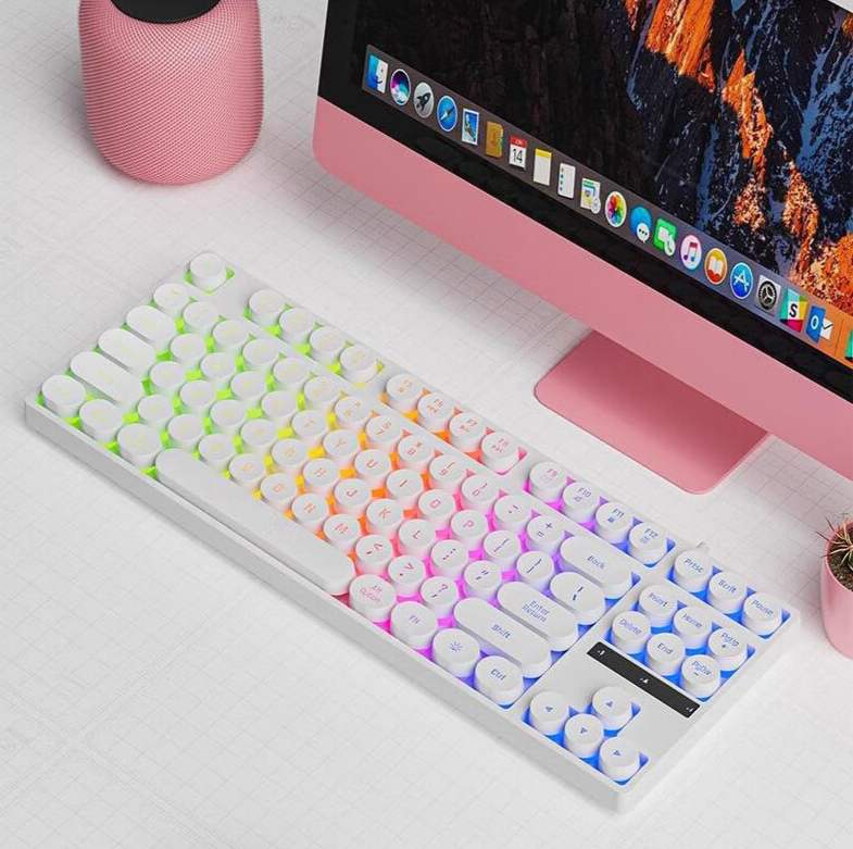 Teclado mecânico real com 87 teclas, mouse para jogos, com fio, para laptop, pequeno, silencioso e de alta estética_voghion.com
