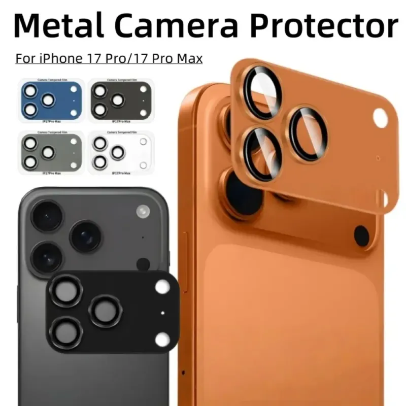 9H HD Armor Kameraobjektivschutz für iPhone 17 Pro 17 Pro Max Aluminium-Metallringobjektiv gehärtete Glasfolie Gehäusekappe_voghion.com