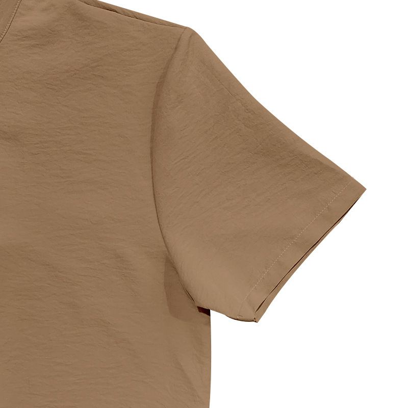Maglietta da uomo nuova, vintage, in lino, con bottoni, colletto e maniche corte_voghion.com