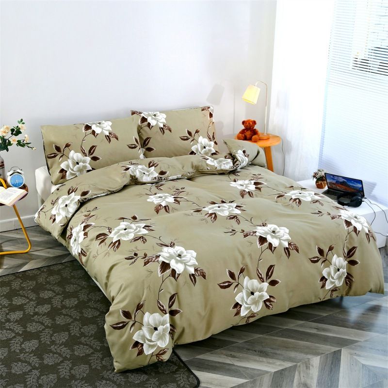 Conjunto de capa de edredom de algodão escovado de luxo estampado - roupa de cama macia tamanho casal/queen/king size para casa e dormitório universitário_voghion.com