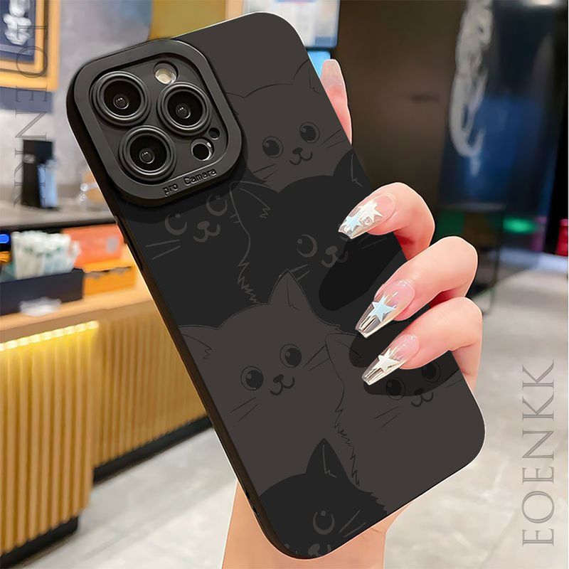 Nuova custodia per telefono Catoon Black Cat Design per iPhone 16 15 Pro Max 14 13 12 11 Pro XS X XR 7 8 Plus SE antiurto Bumper Back Cover_voghion.com