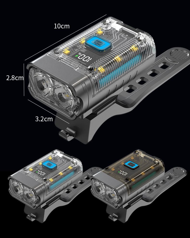 New High Brightness Dual Head Bicycle Outdoor Mountain Bike Front USB Rechargeable Transparent Cycling Gear Night Riding_voghion.com