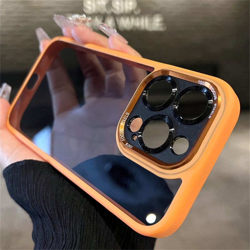 Luxury Metal Camera Case for  15 14 13 12 Pro Max 11 Matte Transparent Letters Lens Protection Cover for  15Promax_voghion.com