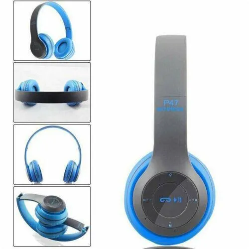 Auriculares inalámbricos Bluetooth estéreo con graves, plegables, con micrófono, radio FM, reproducción de tarjeta TF_voghion.com