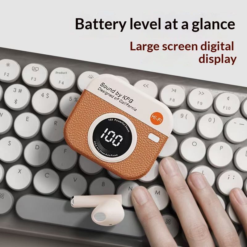 NeoGear Cross-Border 2025 New Smart Digital Display Berlin Sound High-Quality Retro Camera In-Ear Bluetooth Earphones Q86_voghion.com