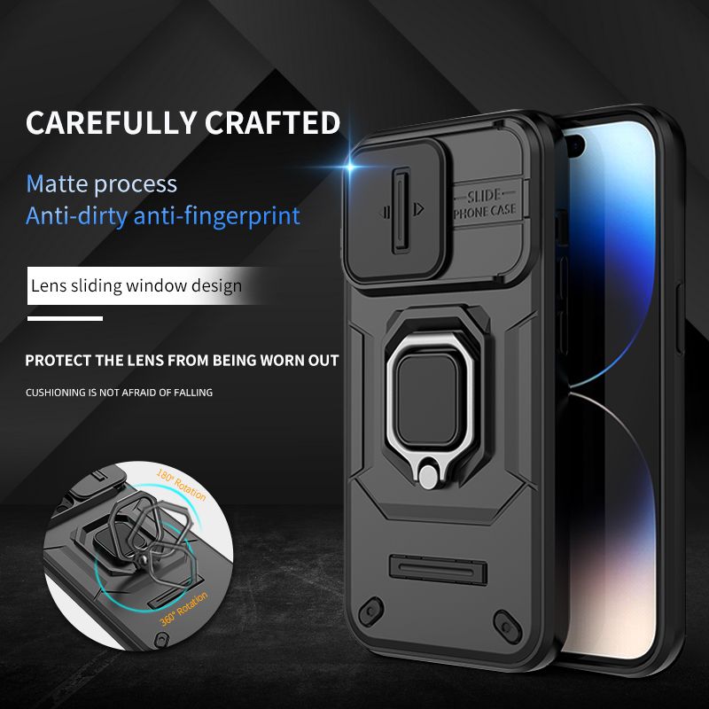 Für iPhone 13 14 15 Pro Max Plus Business Man Schiebekamera Schützen Sie den Ringhalter Standtelefonkastenabdeckung_voghion.com