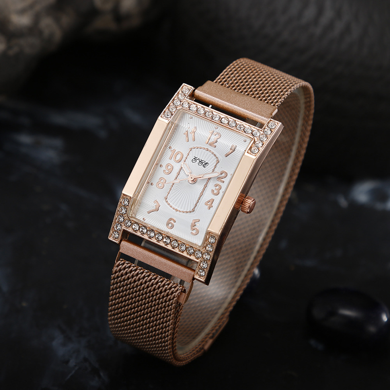 Orologio da donna Mila in lega con quadrante di lusso con intarsio di diamanti, movimento digitale al quarzo, fibbia magnetica_voghion.com