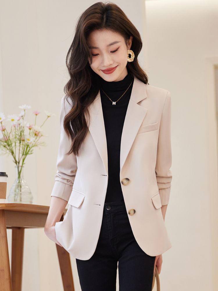 Blazer da donna di alta qualità, slim fit, con cintura in vita, modello piccolo, marrone, per la primavera e l'autunno 2025_voghion.com
