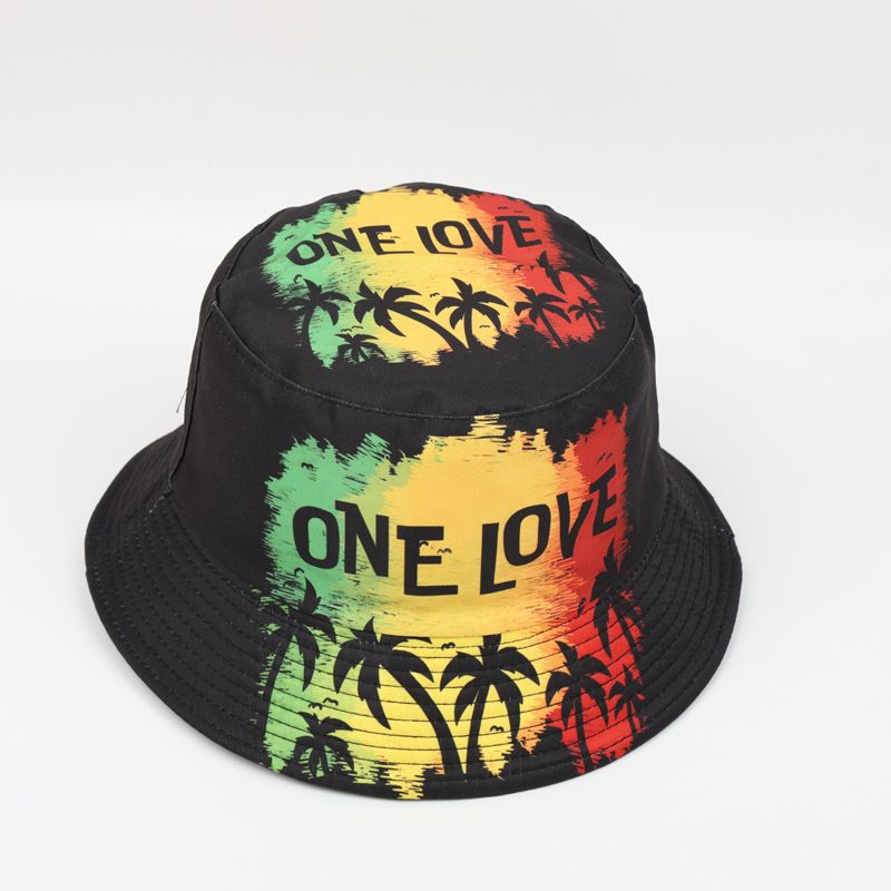 Cappello da pescatore alla moda, versatile, con stampa di palme da cocco, cappello da pescatore, parasole per esterni e protezione solare_voghion.com