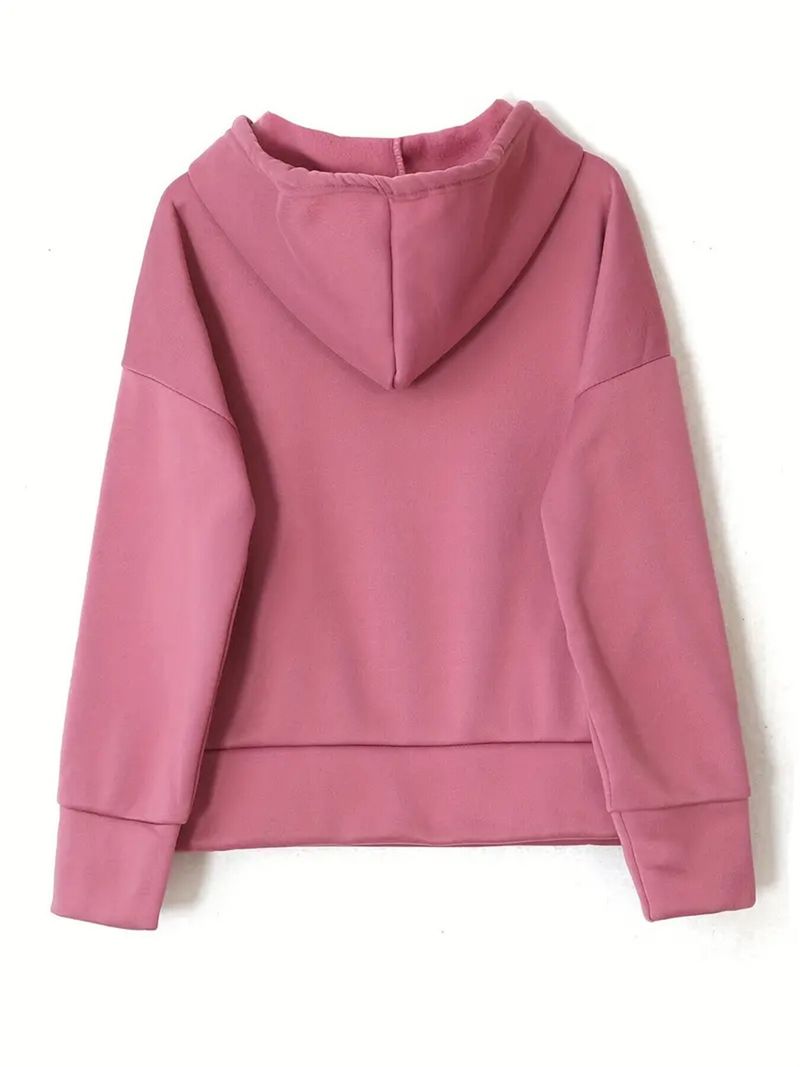 Conjunto esportivo de duas peças com capuz e calça casual de cor sólida para outono/inverno 2024 feminino_voghion.com