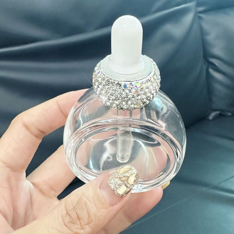 Elegant Glass Dropper Bottles With Silver Diamond Accents – 40ml Essential Oil & Serum Containers (Leakproof, Multipurpose)_voghion.com