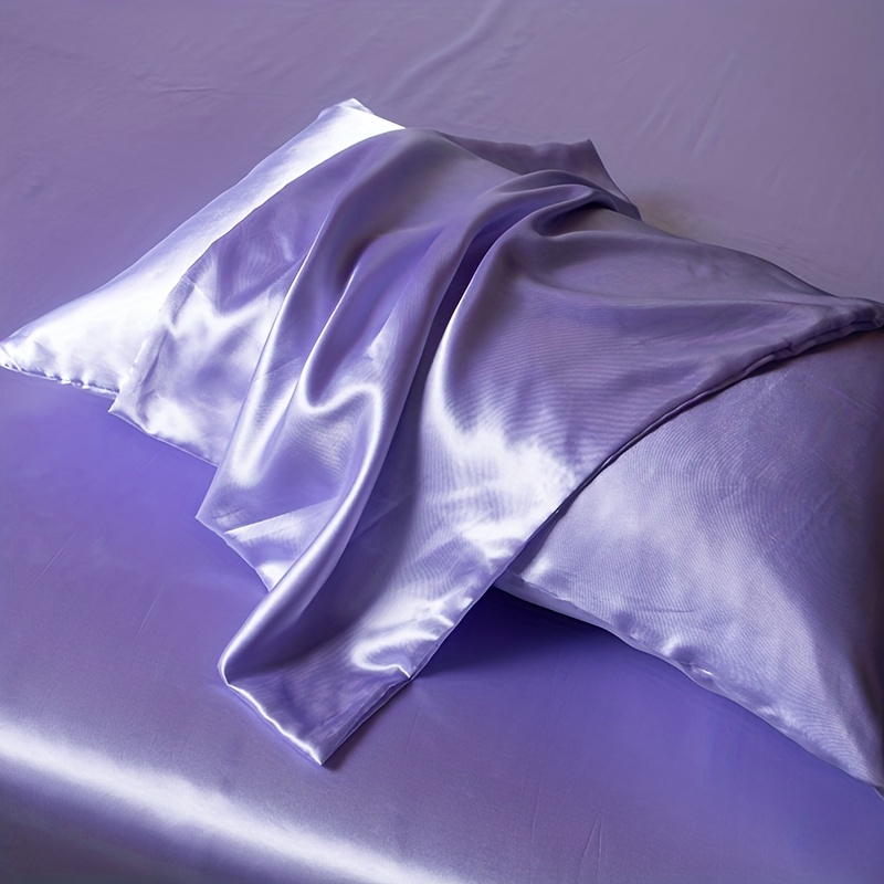 Set lenzuola con angoli in raso tinta unita 2/3 pezzi, set lenzuola con angoli morbidi, adatto per camere da letto, stanze degli ospiti (1 * lenzuolo con angoli + 1/2 * federa, senza nucleo)_voghion.com