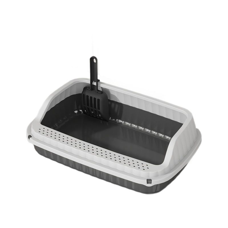 Extra Large Semi-Enclosed Anti-Splash Tray Supplies Litter Pan Cat Waste Box_voghion.com