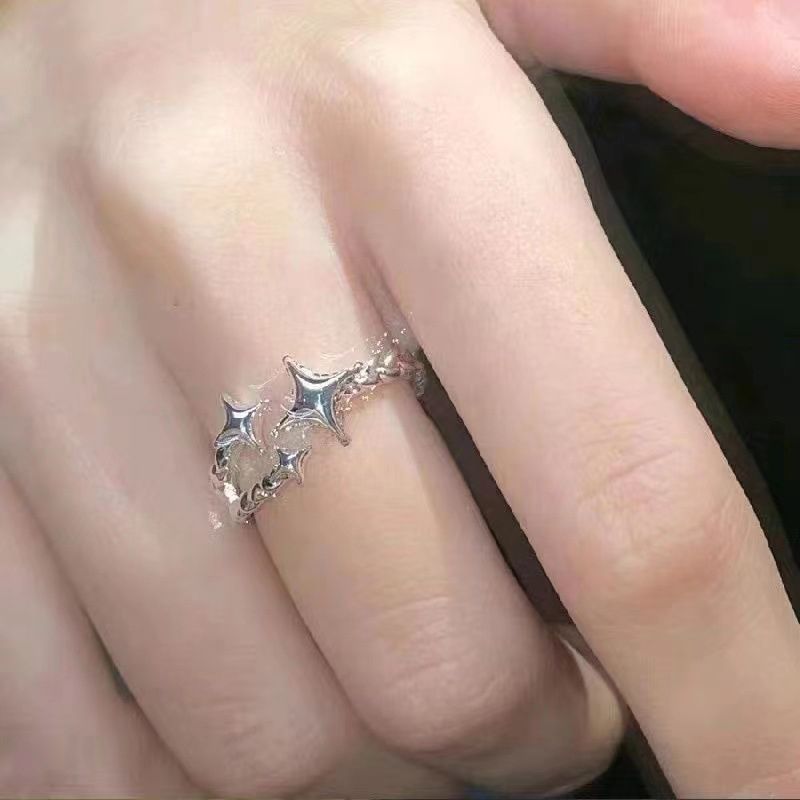 Ensemble de bagues tendance en métal punk pour femmes, bague simple ouverte réglable en forme d'étoile, bijoux de fête tendance pour filles, cadeaux, accessoires_voghion.com