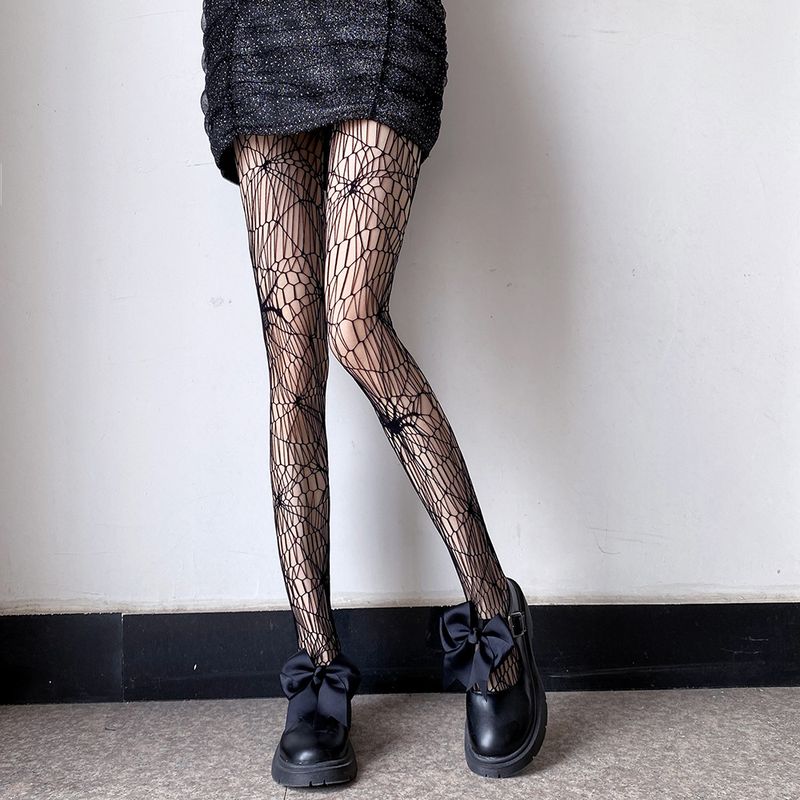 JK-Socken im dunklen Stil mit Netzlinien, Internet-Promi-Schwarzstrümpfe, dünne Socken, hohle Jacquard-Netzstrümpfe für Damen_voghion.com